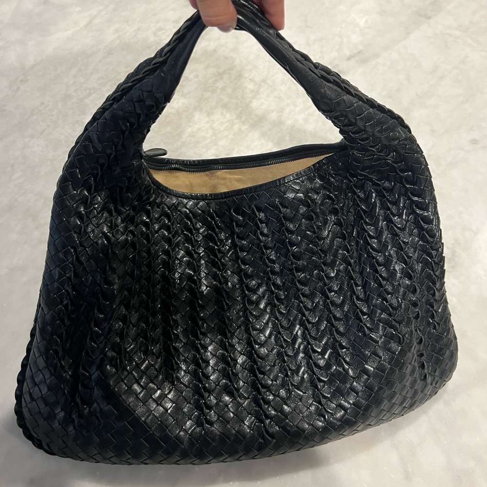 Bottega black hobo with woven details